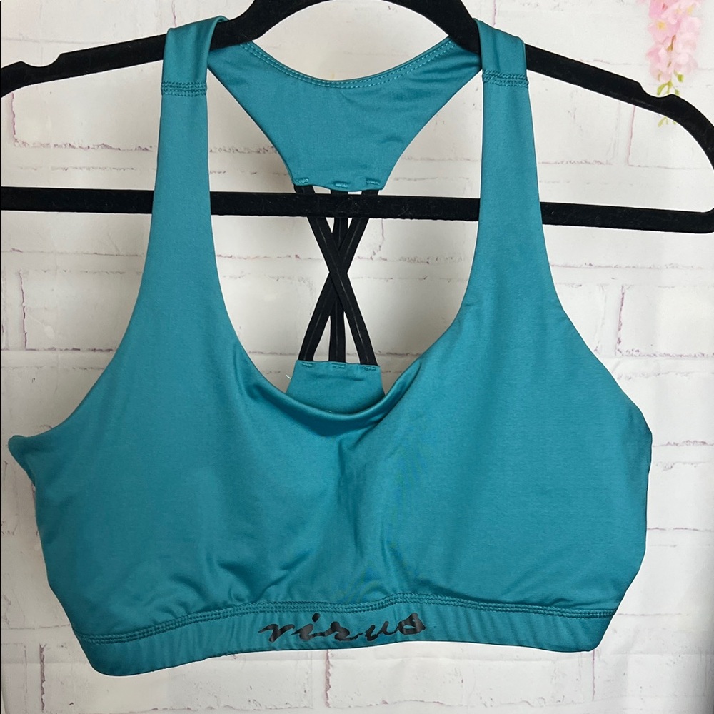 Virus Teal Strappy Racerback Sports Bra